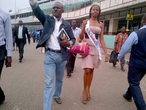 Miss Deaf International, Cassandra White arriving the Murtala Muhammed International Airport in Lagos, southwest Nigeria Monday.