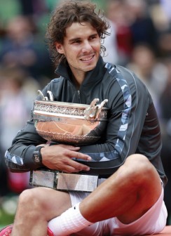Nadal with his French Open trophy.