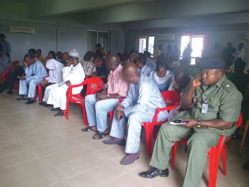 •Relatives at Dana Air Accident Information Centre.