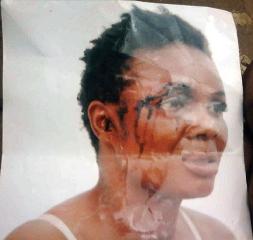 Bukola’s lacerated face after she attemped to kill herself.