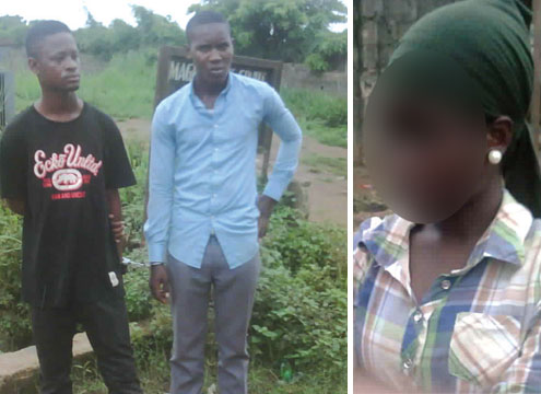 The suspects, Benson and Ismali. Right: The victim. PHOTOS: Cyriacus Izuekwe.