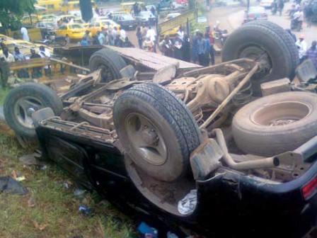 File photo: an accident on  one of Nigeria's roads