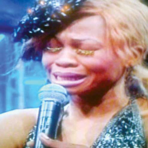 Weeping Goldie after her eviction from the Big Brother Star game last night.