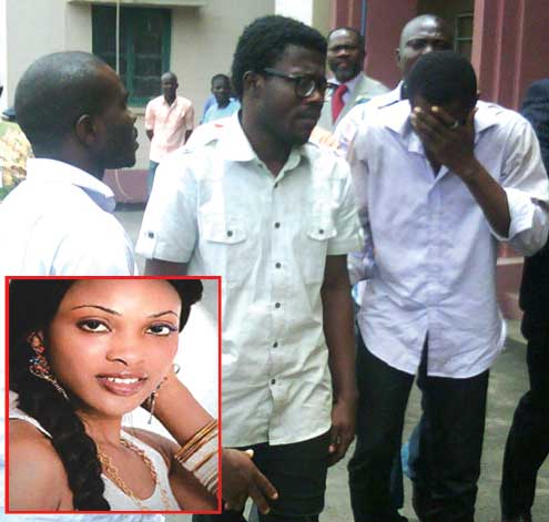 The four suspects arraigned today in Lagos. Inset: The late Cynthia. Photo: Cyriacus Izueke.