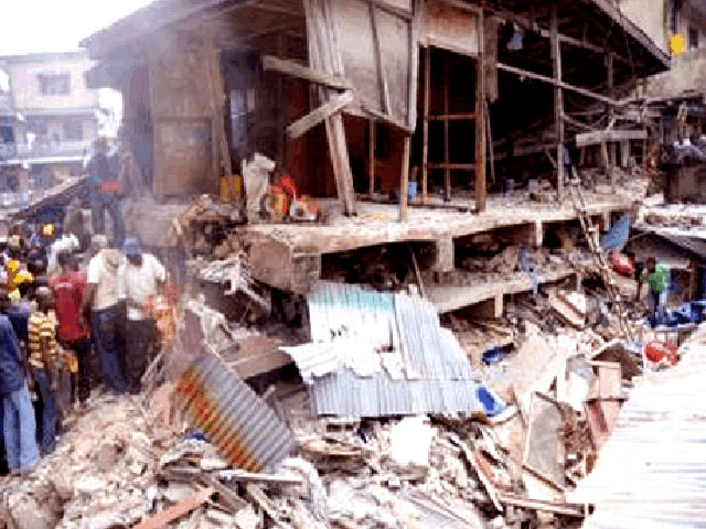 The three storey building that collapsed in Lagos