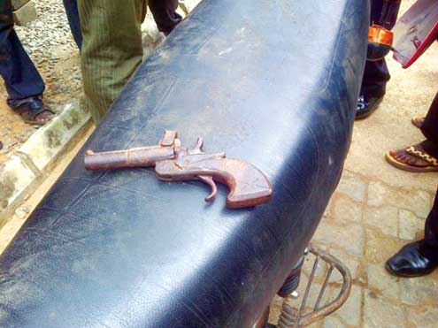 The gun recovered from the seized motorcycle.