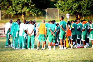 File photo: Super eagles praying after  a  training