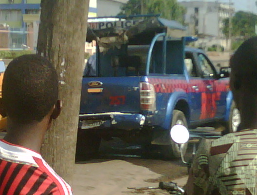 The RRS patrol vehicle attacked by the bandits