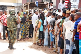 A soldier on hand to keep the peace