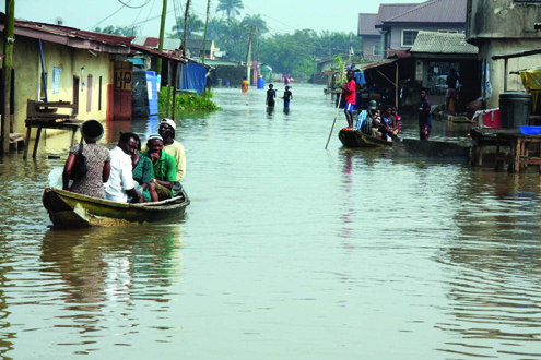 A flooded Lagos community. Photo: Idowu Ogunleye.
