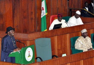 President Jonathan at the National Assembly