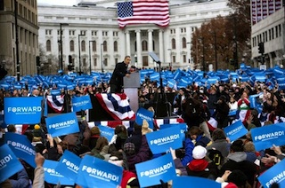 Obama Campaigns In Midwest Swing States One Day Before Election Day