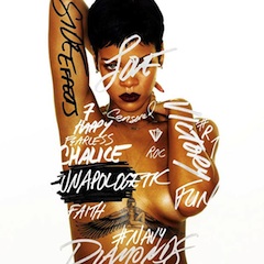 Rihanna on the cover of her new album