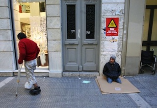 Two Greek beggars in Athens