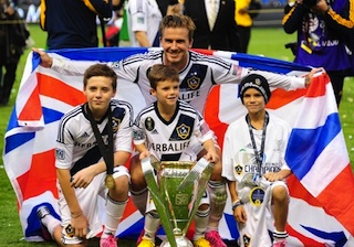 David Beckham with his boys after the final match