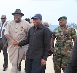 Goodluck Jonathan with Governor Dickson