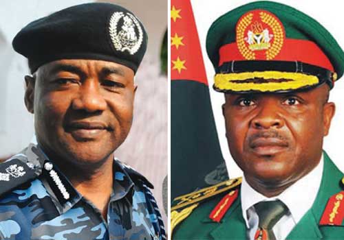 (l) I-G-Abubakar: Lost men in SARS attack (r) and-Lt. Gen. Ihejirika: Inter-agency cooperation helps reduce terror attacks.