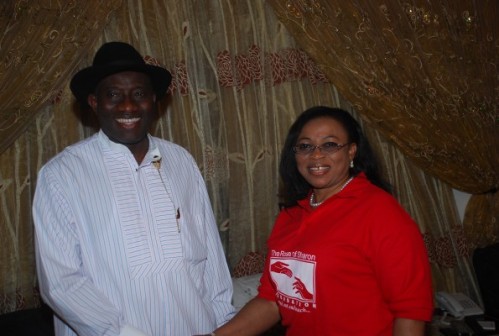 world's richest black woman, Alakija, with leader of most populous black nation, Goodluck Jonathan
