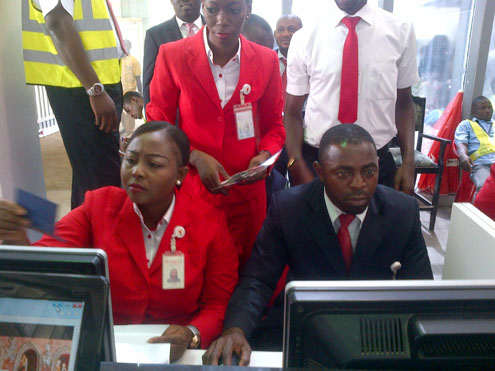Dana Air staff at Abuja Airport on Friday