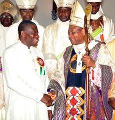 Jonathan with Cardinal Onayekan