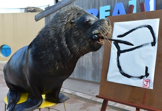 Japan: a sea lion paints a serpent