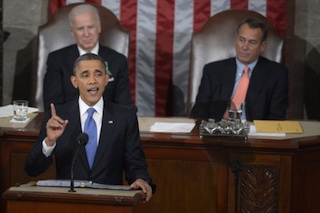 Barack Obama delivering state of Union address