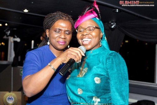 Bimpe, right, giving a public testimony