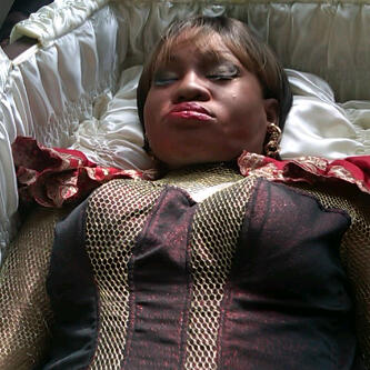 goodnight: Goldie lying in-state