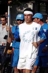 Vassilis Papageorgopoulos, with the Olympic torch in 2004