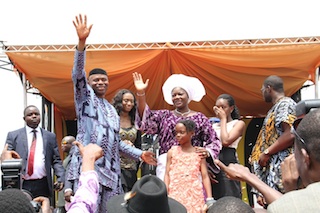 Thank you all: Mimiko and his wife and the children, the first family of Ondo state