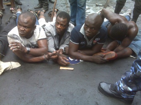 Some of the Bakassi Boys arrested at Ladipo Market today