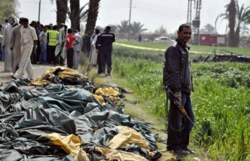 Egyptians gather at the site of the hot air balloon crash in Luxor. AFP