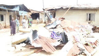 some houses destroyed by rainstorm at Koloko area of Ibadan