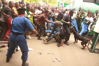 the dark side of the reception- an unruly Nigerian is floored