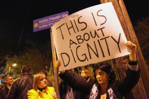 A Cypriot protests the bank levy. AFP Photo