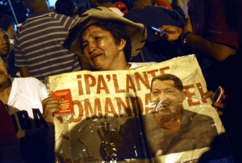 Chavez supporters cry. AFP photo