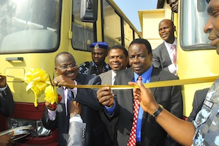 Governor Abiola Ajimobi launching the buses