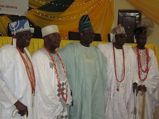 Governor Amosun with the four leading Obas in Ogun state