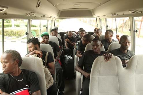 Kenyan team in a bus conveying them to Silver Grand Hotel