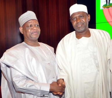 FOMER HEAD OF SERVICE, ALHAJI ISA SALI (L) WITH THE NEW HEAD OF SERVICE, ALHAJI BUKAR  AJI AT THE  INAUGURATION OF THE NEW HEAD OF SERVICE IN ABUJA ON MONDAY