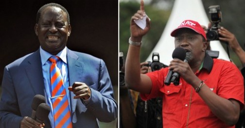 Raila Odinga and Uhuru Kenyatta: waiting for final tally of votes. AFP