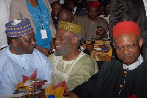 (L) Gen Yakubu Gowon (rtd), Senator Sola Adeyeye and Chief Emeka Ayanoku