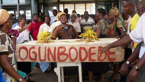 protesters conduct mock funeral service for  Professor Ogunbodede i