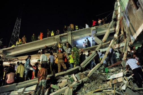 Bangladeshi's collapsed building. AFP