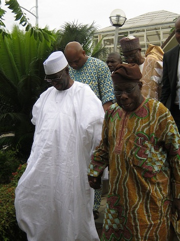 OBJ and Tony Anenih at the Hilltop residence of Obasanjo