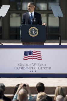 Obama speaking at the event