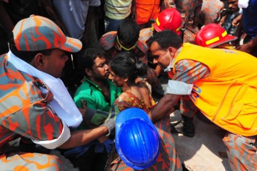 factory collapse: one of the rescued workers