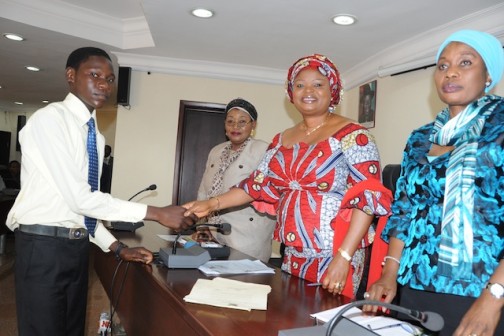 Adefulire congratulates one of the young parliamentarians