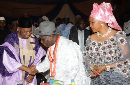 L-R: Vice President Mohammed Namadi Sambo; Chief Edwin Clark & His Wife (Dr.) Mrs Bisola Clark; during the 86 years birthday celebration of Chief Edwin Clark in Abuja on Sunday 26/5/ 2013.