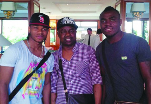 Joel Obi (left) and a friend Benny (middle) with Emenike in Italy